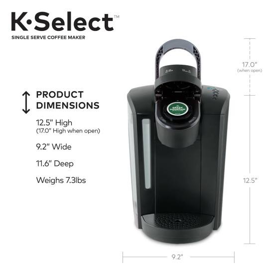  K-Select Single-Serve K-Cup Pod Coffee Maker with Strength Control, Matte Black