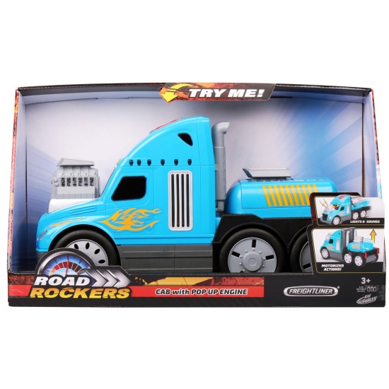  Freightliner License-Turbo Engine Road Rockers Light and Sound Motorized Vehicle Toy, Blue