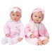  Two 18” Baby Dolls with Outfits and Headband Baby Emma and Allie Twin Dolls Set