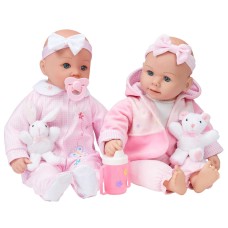 Kingstate Two 18” Baby Dolls with Outfits and Headband Baby Emma and Allie Twin Dolls Set