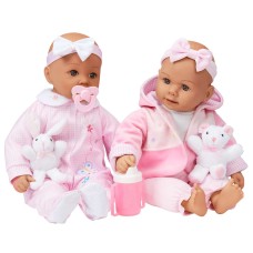 Kingstate Two 18” Baby Dolls with Outfits and Headband Baby Emma and Allie Twin Dolls Set