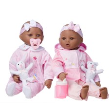 Kingstate Two 18” Baby Dolls with Outfits and Headband Baby Emma and Allie Twin Dolls Set