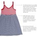  Toddler Baby Girls Striped Peruvian Cotton Dress – Strappy, Long Skirt, Whte/Crimson/Midnight, 2