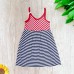  Toddler Baby Girls Striped Peruvian Cotton Dress – Strappy, Long Skirt, Whte/Crimson/Midnight, 2