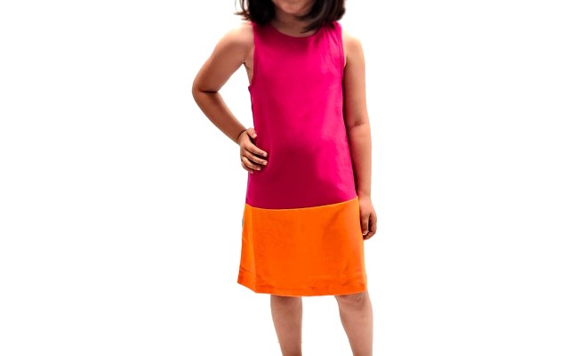  Toddler Baby Girls Striped Peruvian Cotton Dress – Strappy, Long Skirt, Hot Pink/Orange/Turquoise, 2