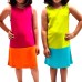  Toddler Baby Girls Striped Peruvian Cotton Dress – Strappy, Long Skirt, Lime/Turquoise/Orange, 2