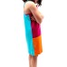  Toddler Baby Girls Striped Peruvian Cotton Dress – Strappy, Long Skirt, Hot Pink/Orange/Turquoise, 4