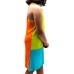  Toddler Baby Girls Striped Peruvian Cotton Dress – Strappy, Long Skirt, Lime/Turquoise/Orange, 2