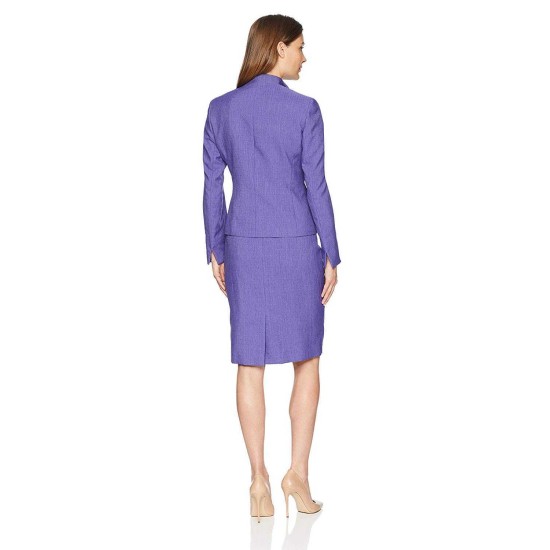  Women’s Weave 3 Button Wide Lapel Skirt Suit (Orchid/Black, 24W)