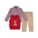 Little Boys Holiday Deer 3 Piece Sweater Set, Dark Red, 7