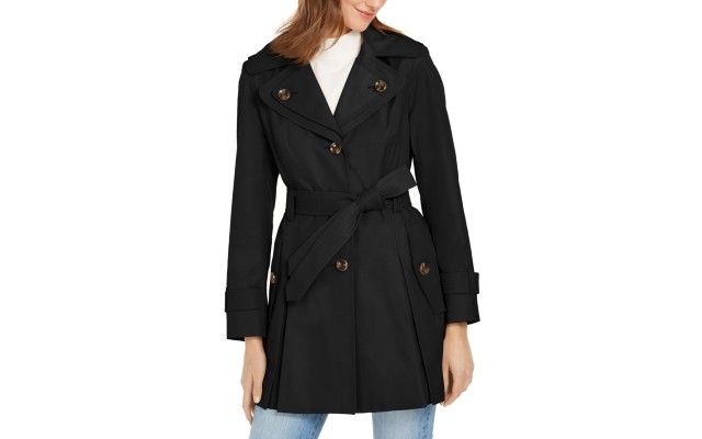  Hooded Belted Water-Resistant Trench Coat