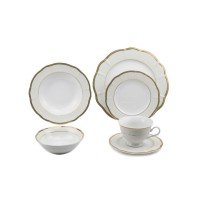 Lorren Home Trends 24 Piece Dinnerware Set, Gold