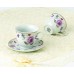   Cups and Saucers,8 pc, 8 oz., Purple, One Size