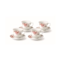 Lorren Home Trends Floral 8 Piece 8oz Tea or Coffee Cup and Saucer Set, Service