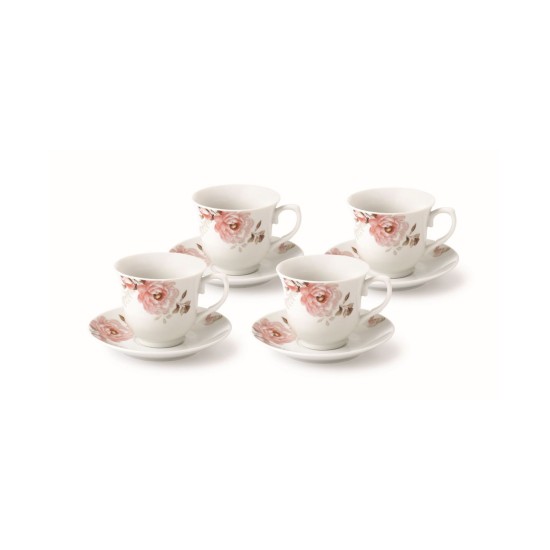  Floral 8 Piece 8oz Tea or Coffee Cup and Saucer Set, Service