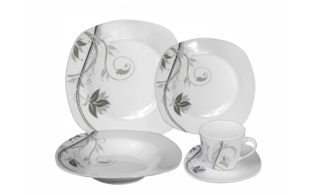  Porcelain 20 Piece Square Dinnerware Set Service for 4