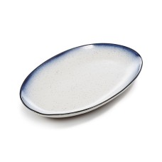 Lucky Brand Blue Edge 16In Platter In White W/ Blue Edge