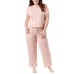  Ladies Super Soft 4-Piece Pajama Set, Pink, 2X