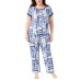  Ladies Super Soft 4-Piece Pajama Set, Blue, 2X