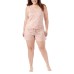  Ladies Super Soft 4-Piece Pajama Set, Pink, 2X