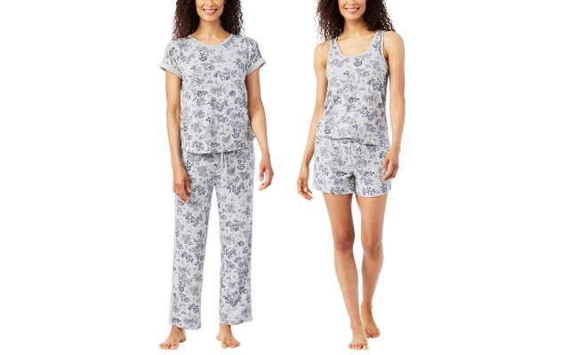  Ladies Super Soft 4-Piece Pajama Set, Gray, 2X