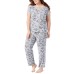  Ladies Super Soft 4-Piece Pajama Set, Gray, 2X