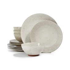 Lucky Brand Rustic Weave 12-pc. Dinnerware Ivory Tan