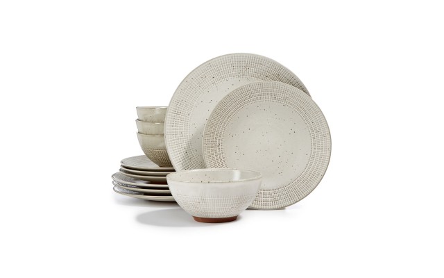 Rustic Weave 12-pc. Dinnerware Ivory Tan