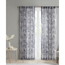 Madison Park Simone Floral Design Sheer Single Window Curtain Voile Privacy Drape for Bedroom