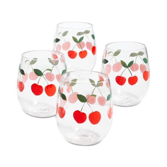  Berry Acrylic Stemless Wine Glasses, Set of 4