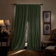  Lucca Velvet Blackout Back Tab Window Curtain Panel Pair, 95″, Green