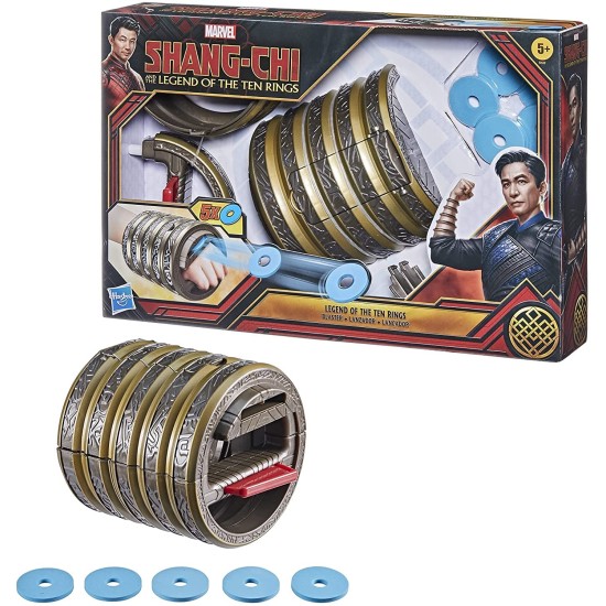  Hasbro Shang-Chi and The Legend of The Ten Rings Blaster Hero Role Play Action Toy, Includes 5 Rings