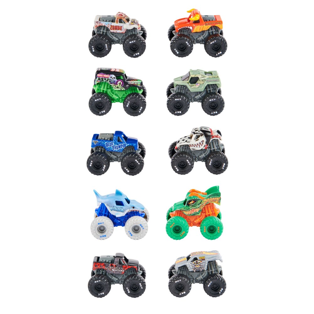 Monster Jam Mini Exclusive Vehicle Trucks, 10-Pack Grave Digger, El ...