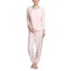  Cool Girl Solid Top & Printed Jogger Pants Pajama Set (Peach/Stripe, Small)