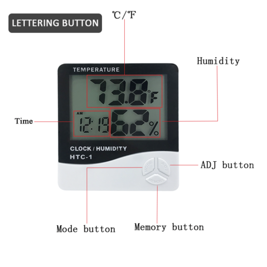 Multi-function Indoor Room LCD Electronic Temperature Humidity Meter Digital Thermometer Hygrometer Weather Station Alarm Clock