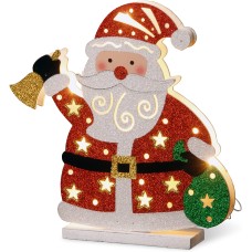 National Tree Company National Tree PreLit 12″ Wooden Santa