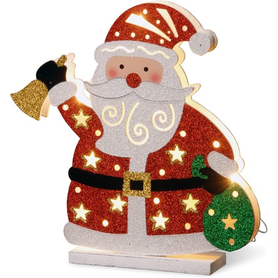  National Tree PreLit 12″ Wooden Santa