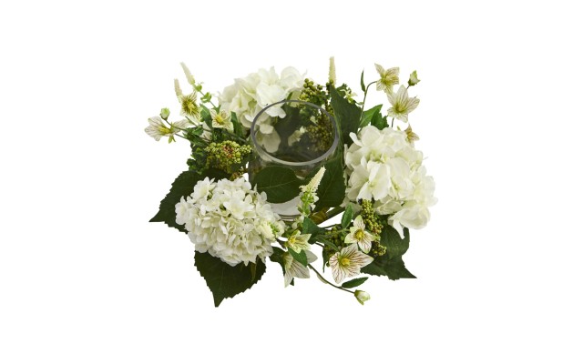  Hydrangea Artificial Candelabrum, White
