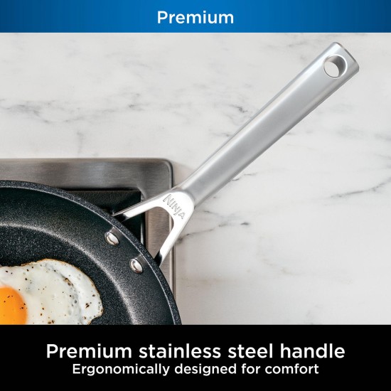  Foodi NeverStick™ Technology Premium Hard-Anodized 10 1/4″ & 12″ Durable Metal-utensil Safe Textured Nonstick Coating Fry Pan Set