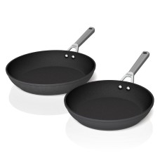 Ninja Foodi NeverStick™ Technology Premium Hard-Anodized 10 1/4″ & 12″ Durable Metal-utensil Safe Textured Nonstick Coating Fry Pan Set