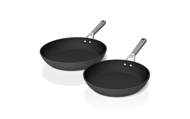  Foodi NeverStick™ Technology Premium Hard-Anodized 10 1/4″ & 12″ Durable Metal-utensil Safe Textured Nonstick Coating Fry Pan Set