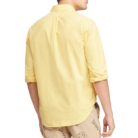  Men’s Classic Fit Garment Dyed Oxford Shirt (Yellow, XL)