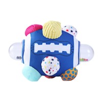 Rattle Football Ball, 0-36 Months Baby Football Ball-Multifunctional Plush Soft Multi Bumpy Football Ball-Educational Hand Hold Rattle For Babys  Activity Ball, Blue
