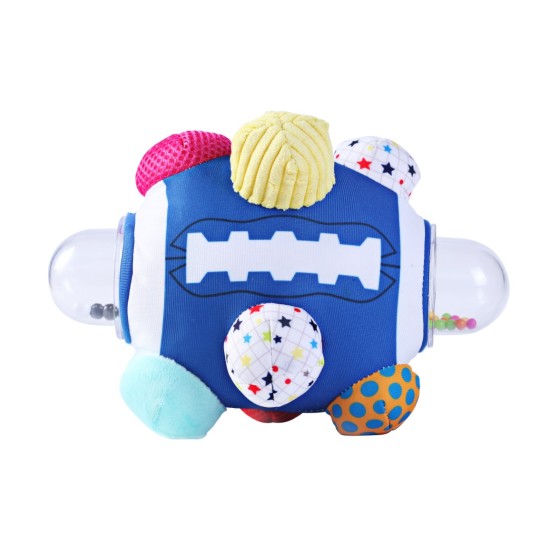 Rattle Football Ball, 0-36 Months Baby Football Ball-Multifunctional Plush Soft Multi Bumpy Football Ball-Educational Hand Hold Rattle For Babys  Activity Ball, Blue