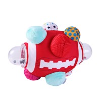 Rattle Football Ball, 0-36 Months Baby Football Ball-Multifunctional Plush Soft Multi Bumpy Football Ball-Educational Hand Hold Rattle For Babys  Activity Ball, Red
