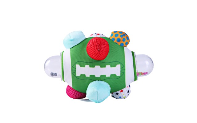 Rattle Football Ball, 0-36 Months Baby Football Ball-Multifunctional Plush Soft Multi Bumpy Football Ball-Educational Hand Hold Rattle For Babys  Activity Ball, Green