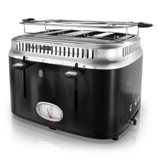 Russell Hobbs TR9250BKR Retro Style 4-Slice Toaster, Black