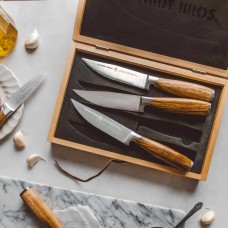 Schmidt Brothers Cutlery Natural Zebra Wood Handles Steak Stainless Steel Knife Set 4-Pieces