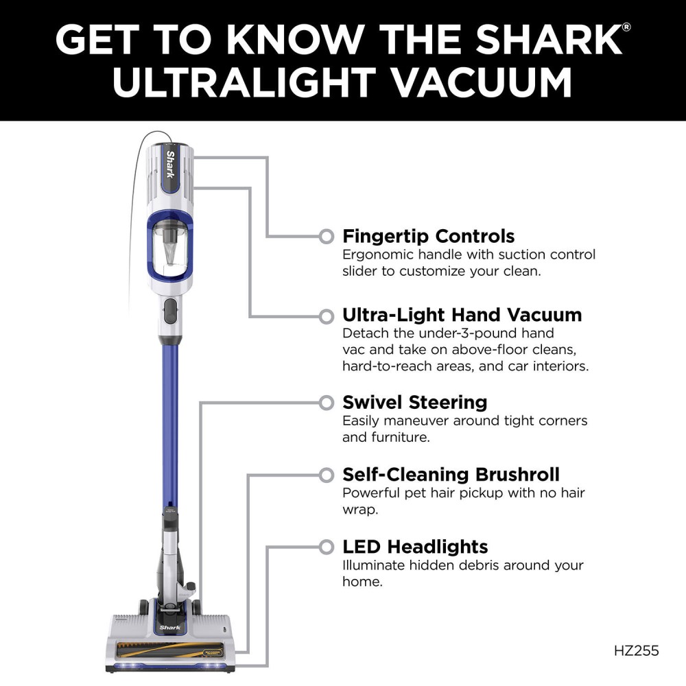 Shark HZ255 DeepCleaning Power UltraLight Pet Corded Stick Vacuum with