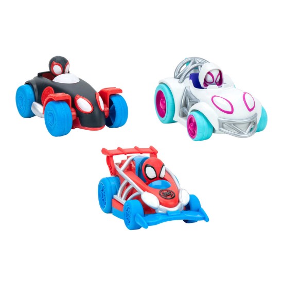 Spidey and His Amazing Friends 3-Pack Vehicle Set Spidey, Ghost-Spider, and Miles Morales